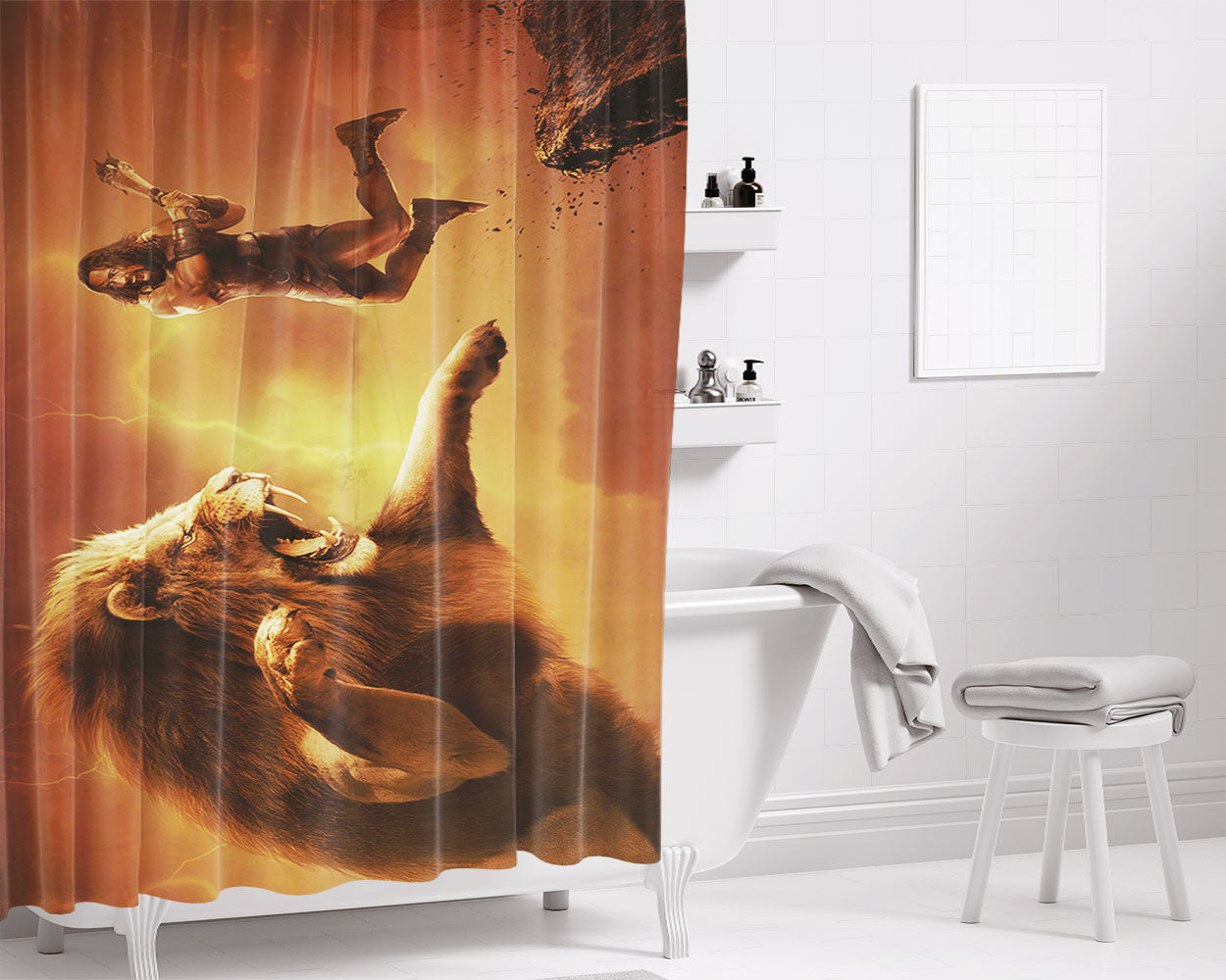 Hercules Bathroom Shower Curtain Fabric Waterproof | 66 X 72 Inch
