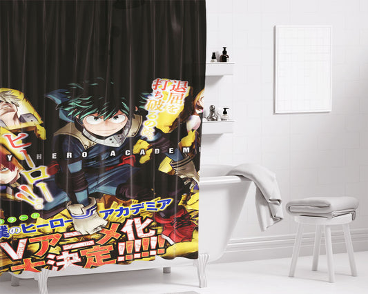 Hero Academy Bokuno Hero Bathroom Shower Curtain Fabric Waterproof | 66 X 72 Inch