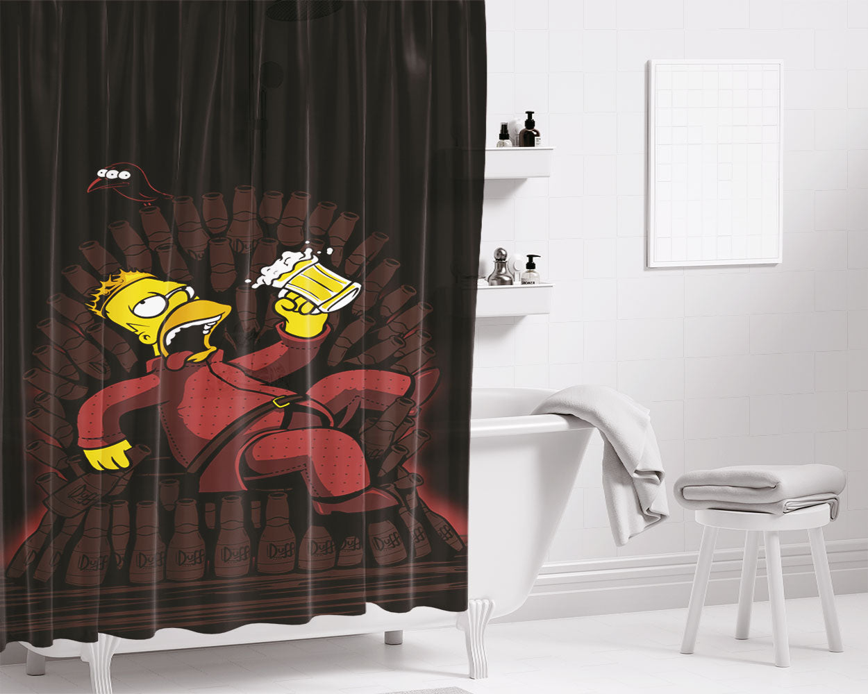 Homer The King Of Throne Bathroom Shower Curtain Fabric Waterproof | 66 X 72 Inch
