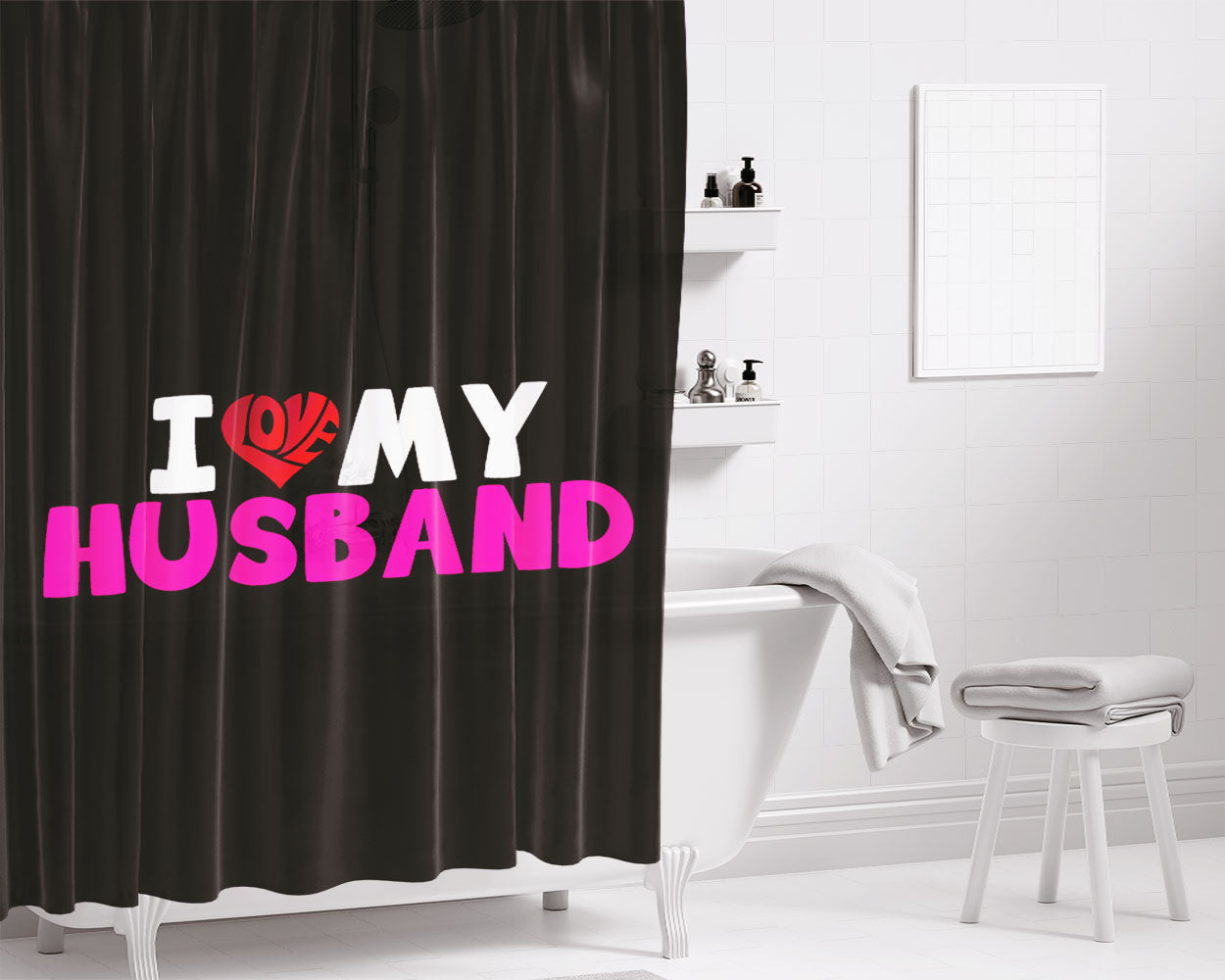 I Love Dd Diamond Dogs Bathroom Shower Curtain Fabric Waterproof | 66 X 72 Inch