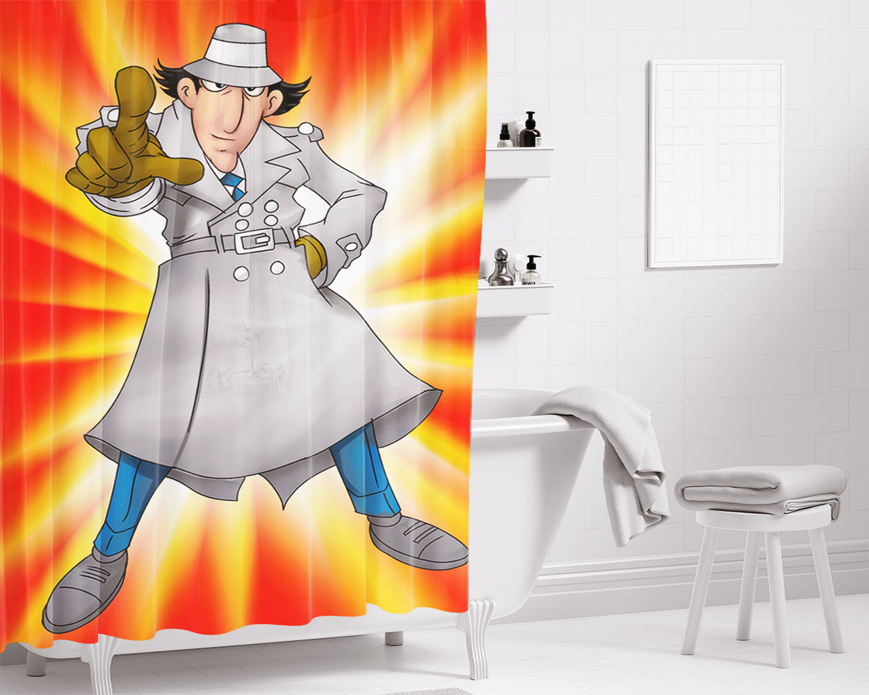 Inspector Gadget Blue Sky Bathroom Shower Curtain Fabric Waterproof | 66 X 72 Inch