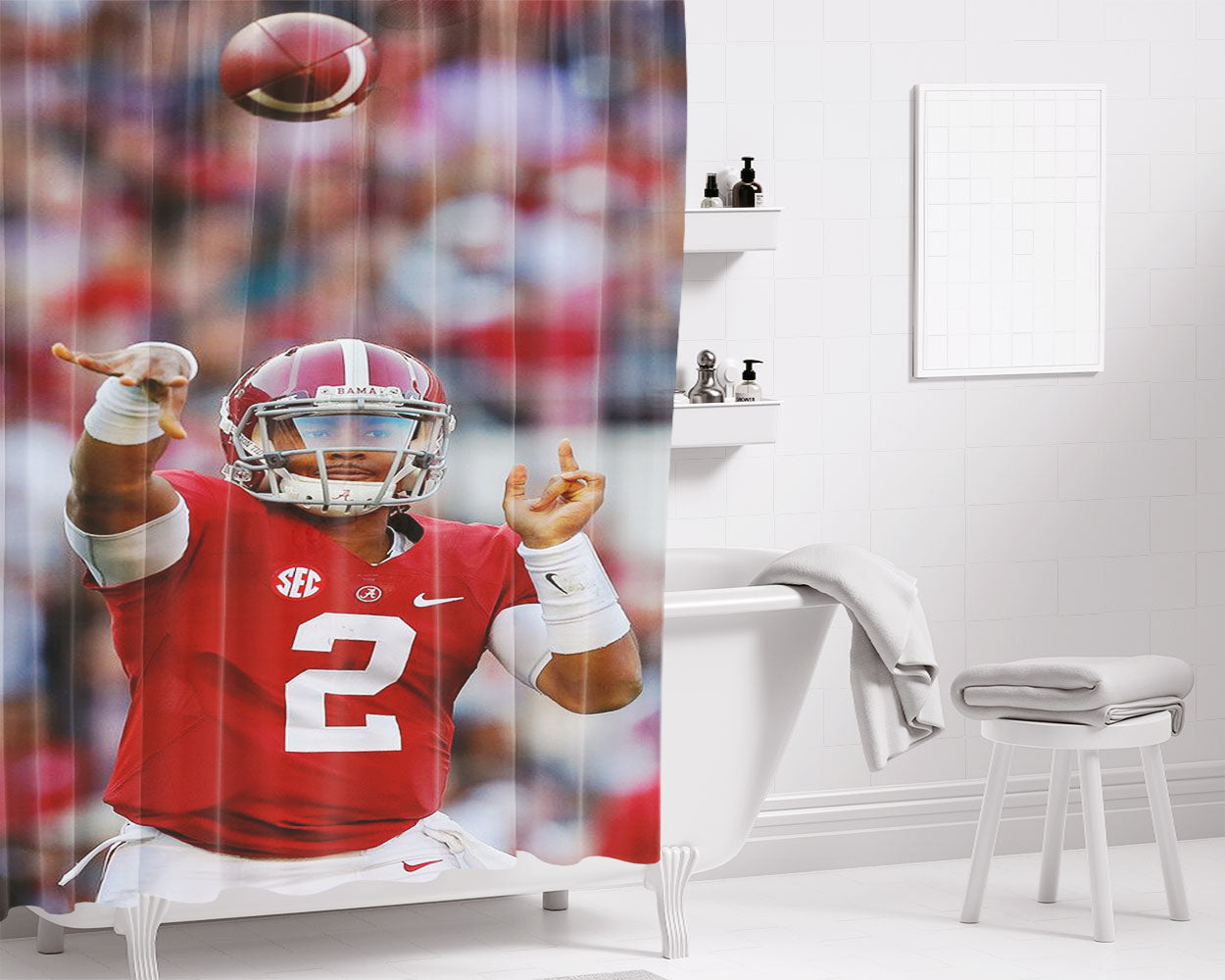 Jalen Green Shoot Wallpaper Bathroom Shower Curtain Fabric Waterproof | 66 X 72 Inch