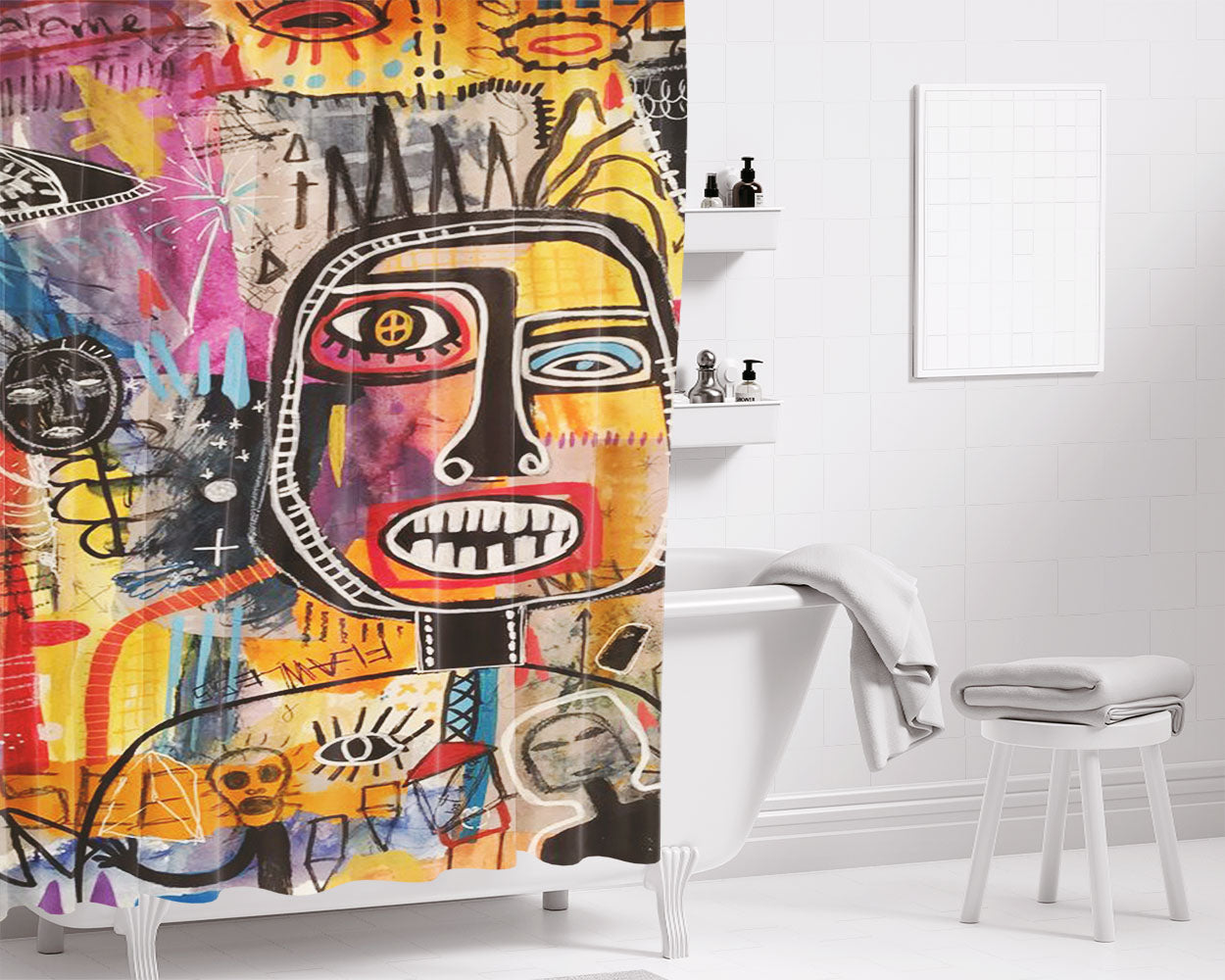 Jcb X Catterpillar Cat Bathroom Shower Curtain Fabric Waterproof | 66 X 72 Inch