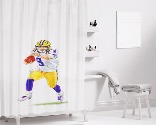 Joe Burrow Lsu Tigers Bathroom Shower Curtain Fabric Waterproof | 66 X 72 Inch