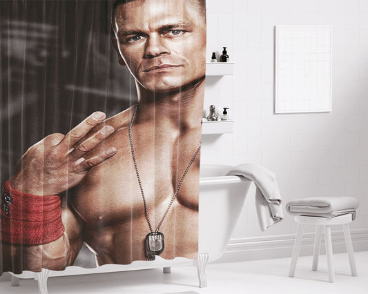 John Cena Closeup Bathroom Shower Curtain Fabric Waterproof | 66 X 72 Inch