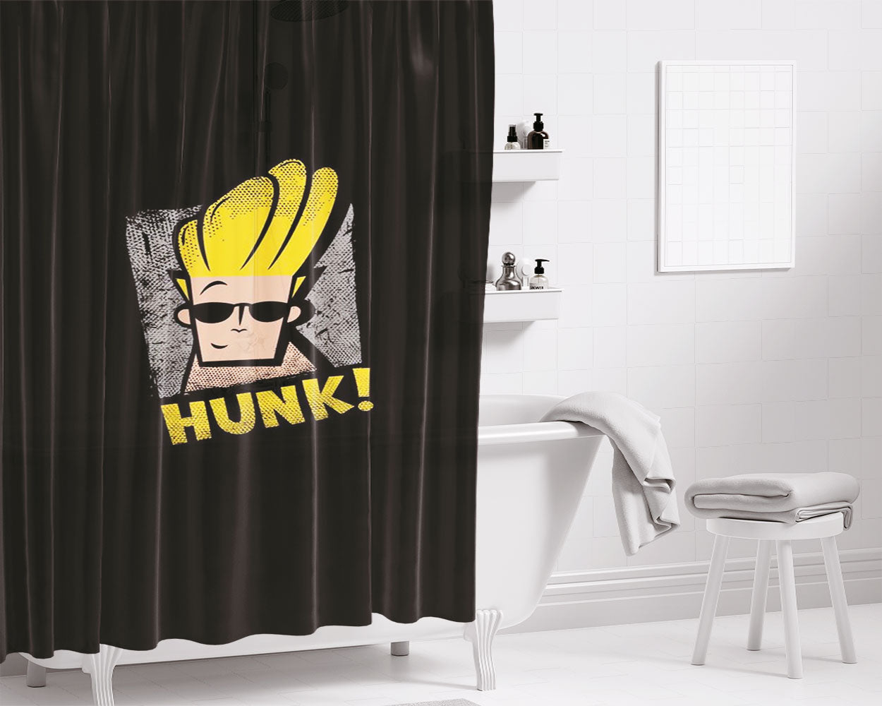 Johnny Bravo Hunk Wallpaper Bathroom Shower Curtain Fabric Waterproof | 66 X 72 Inch