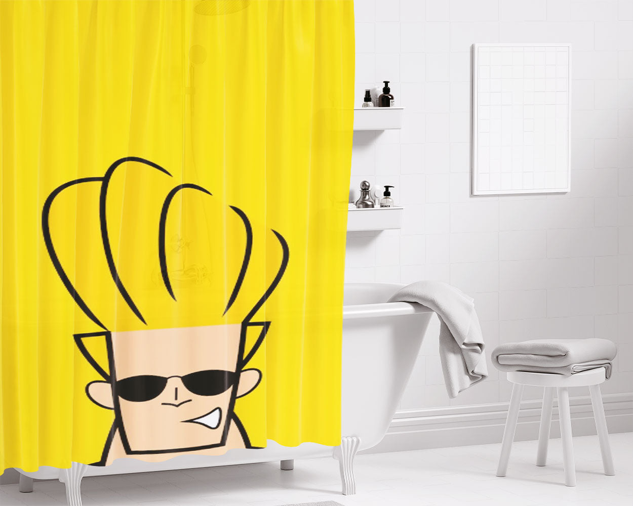 Johnny Bravo Wallpaper Bathroom Shower Curtain Fabric Waterproof | 66 X 72 Inch