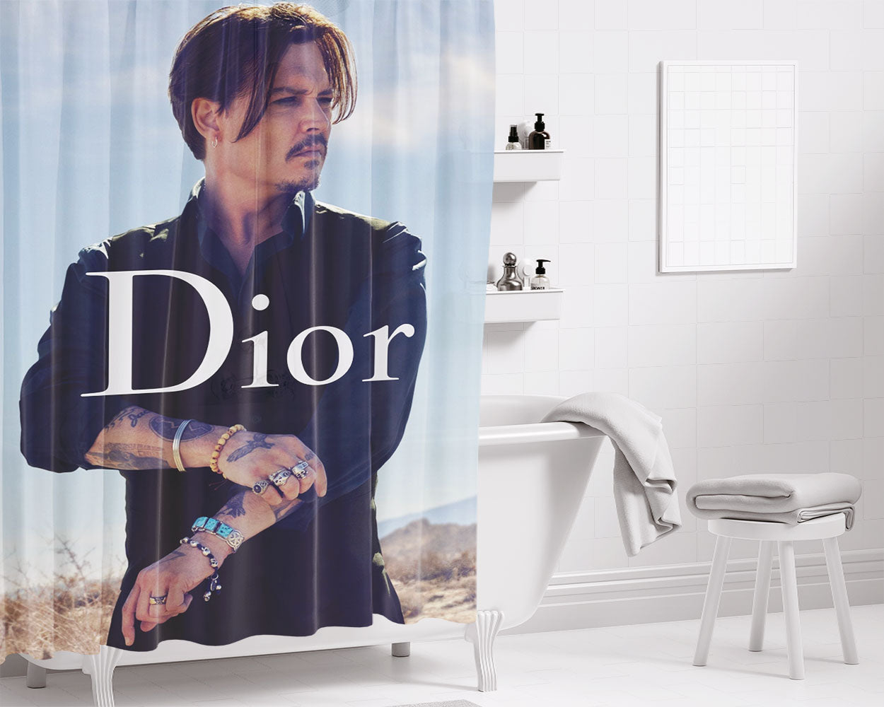 Johnny Depp For Dior Bathroom Shower Curtain Fabric Waterproof | 66 X 72 Inch