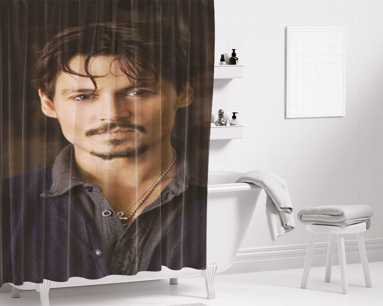 Johnny Depp Goatee Bathroom Shower Curtain Fabric Waterproof | 66 X 72 Inch