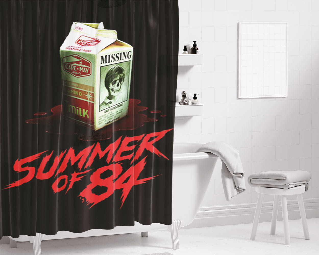 Summer Of 84 V2 Bathroom Shower Curtain Fabric Waterproof | 66 X 72 Inch