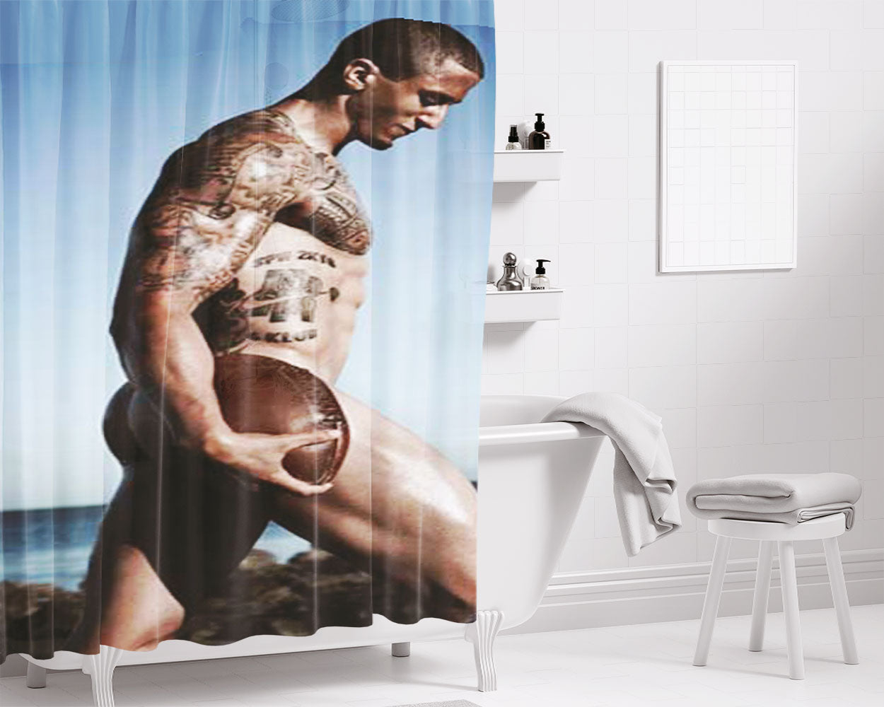 Colin Kaepernick Butt Bathroom Shower Curtain Fabric Waterproof | 66 X 72 Inch