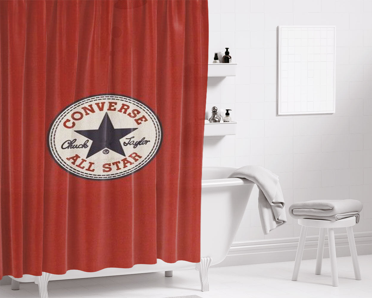 Converse All Star Funds Bathroom Shower Curtain Fabric Waterproof | 66 X 72 Inch