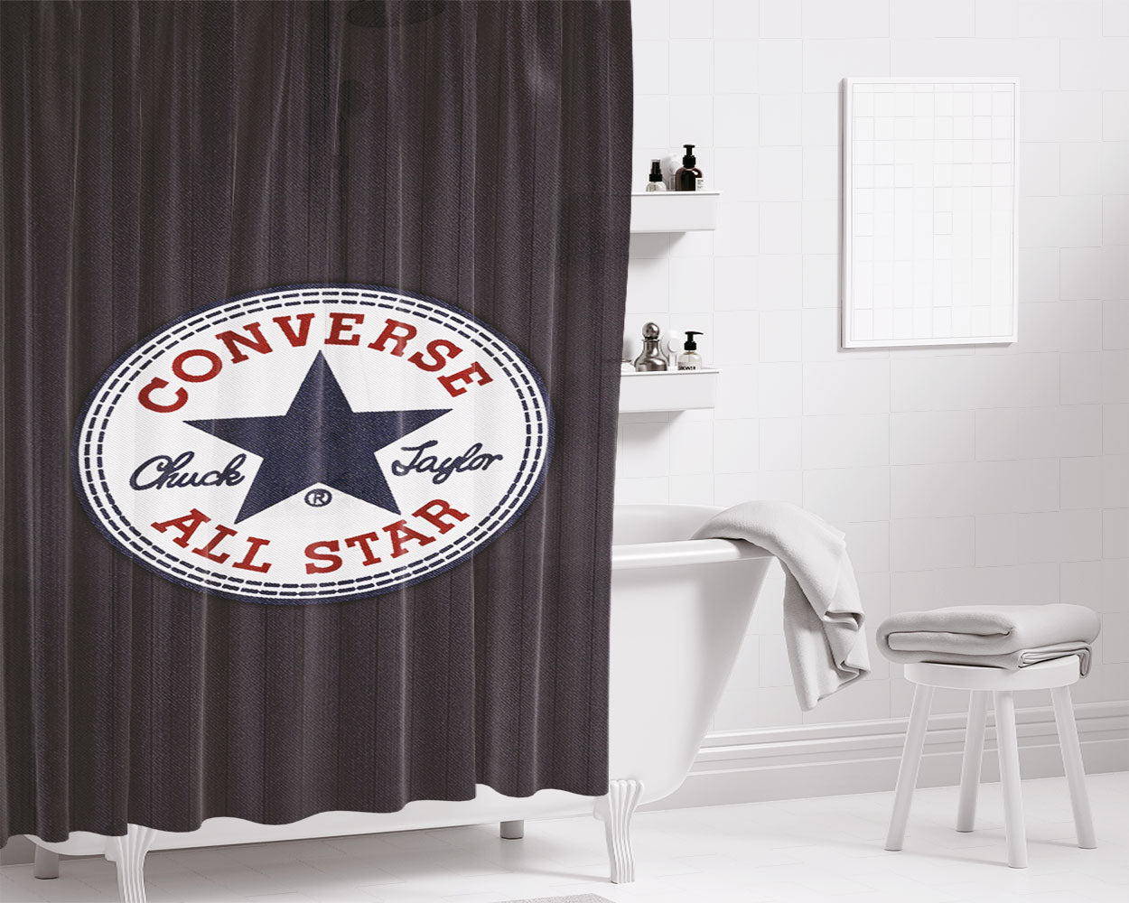 Converse Allstar Logo Bathroom Shower Curtain Fabric Waterproof | 66 X 72 Inch