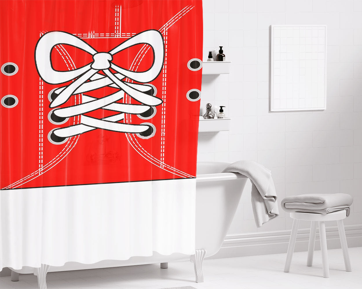 Converse Red Bathroom Shower Curtain Fabric Waterproof | 66 X 72 Inch