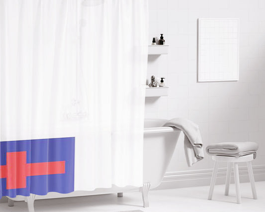 Cross Flag Bathroom Shower Curtain Fabric Waterproof | 66 X 72 Inch