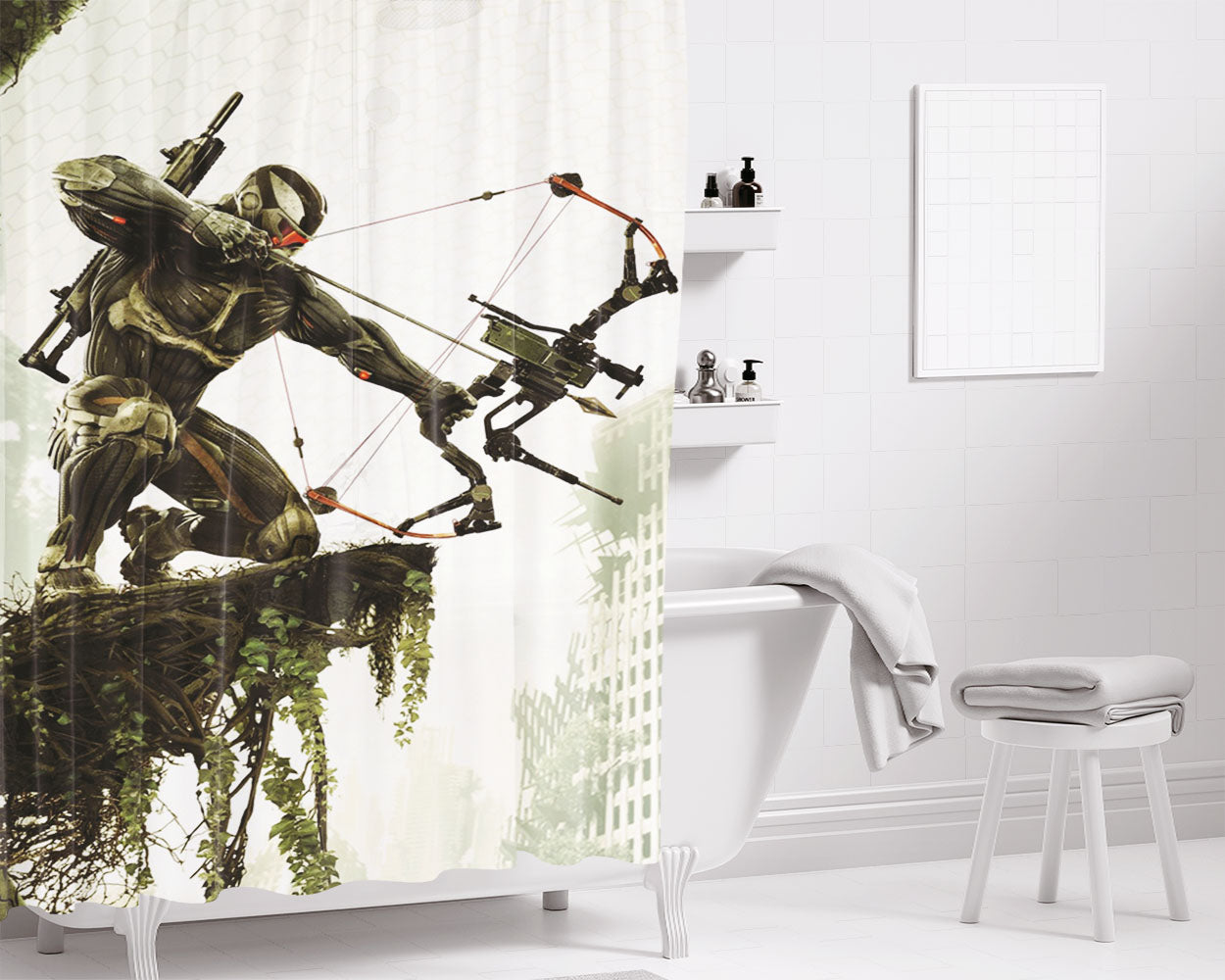 Crysis Bow Shot Bathroom Shower Curtain Fabric Waterproof | 66 X 72 Inch