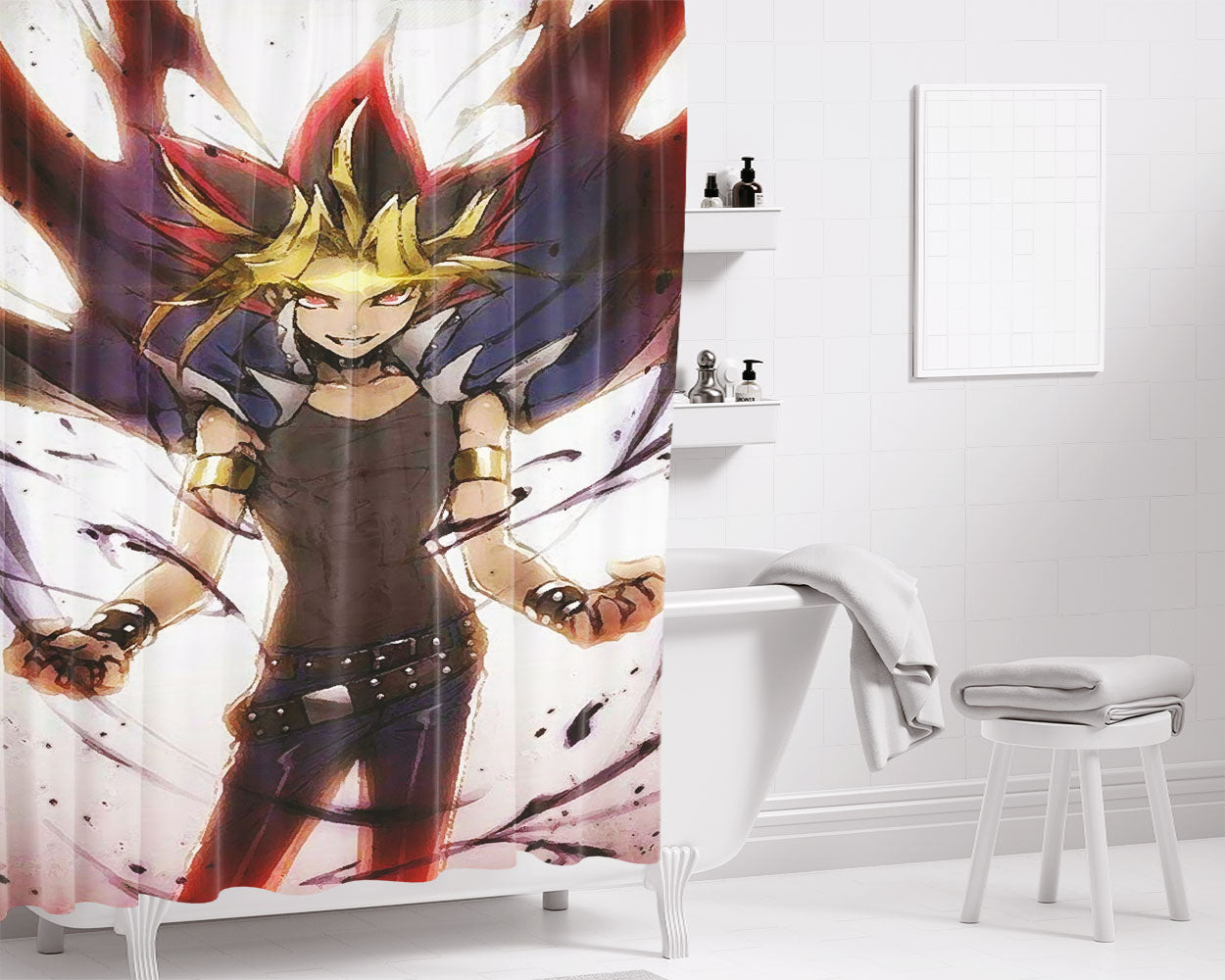 Dark Warrior Red Aura Bathroom Shower Curtain Fabric Waterproof | 66 X 72 Inch