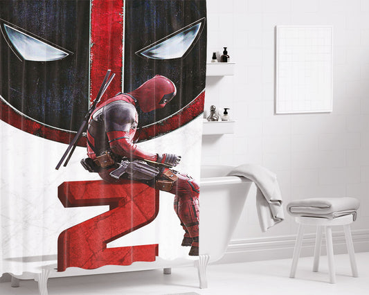 Deadpoll Flat Design Bathroom Shower Curtain Fabric Waterproof | 66 X 72 Inch