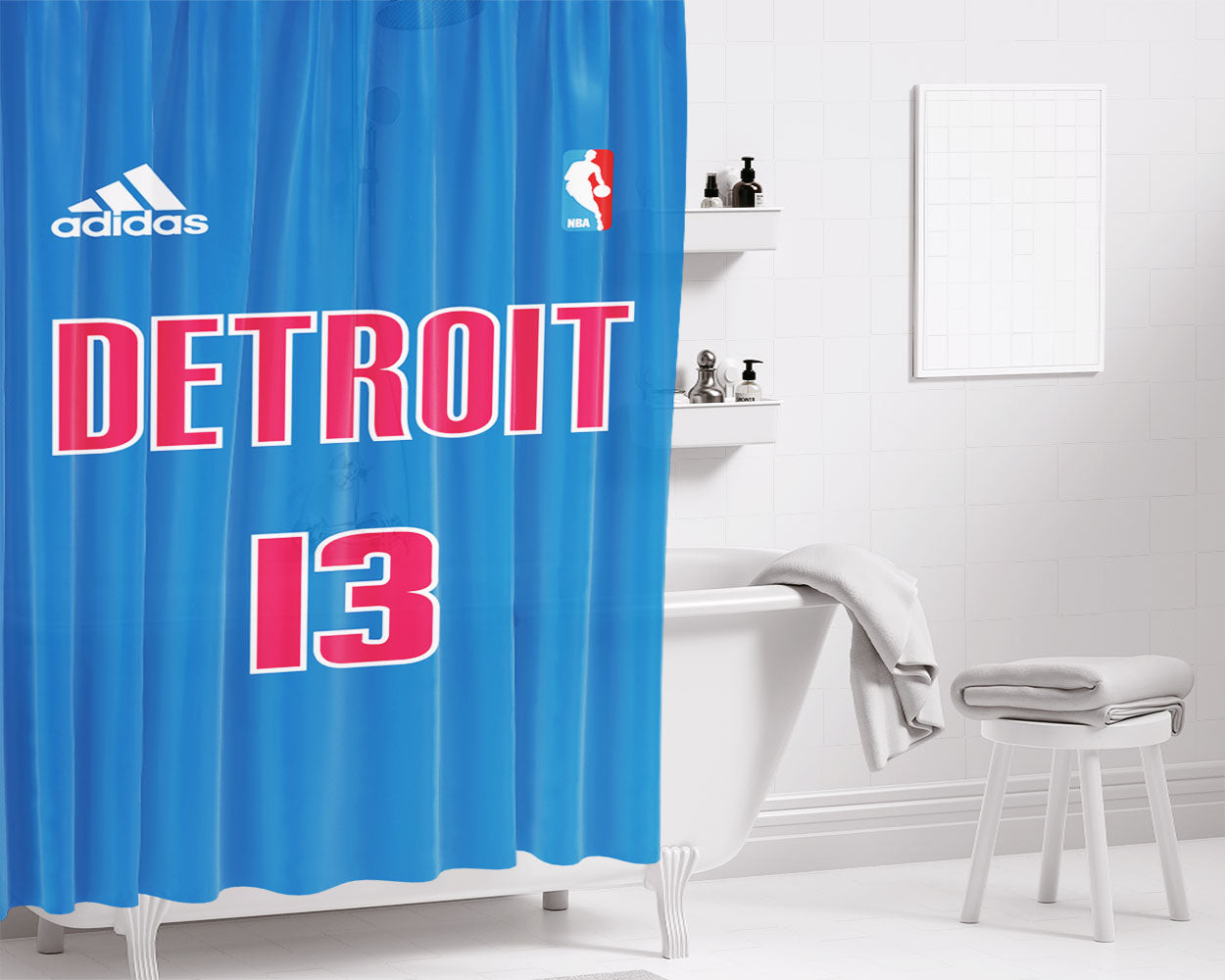 Detroid Tigers Orange Blue Bathroom Shower Curtain Fabric Waterproof | 66 X 72 Inch