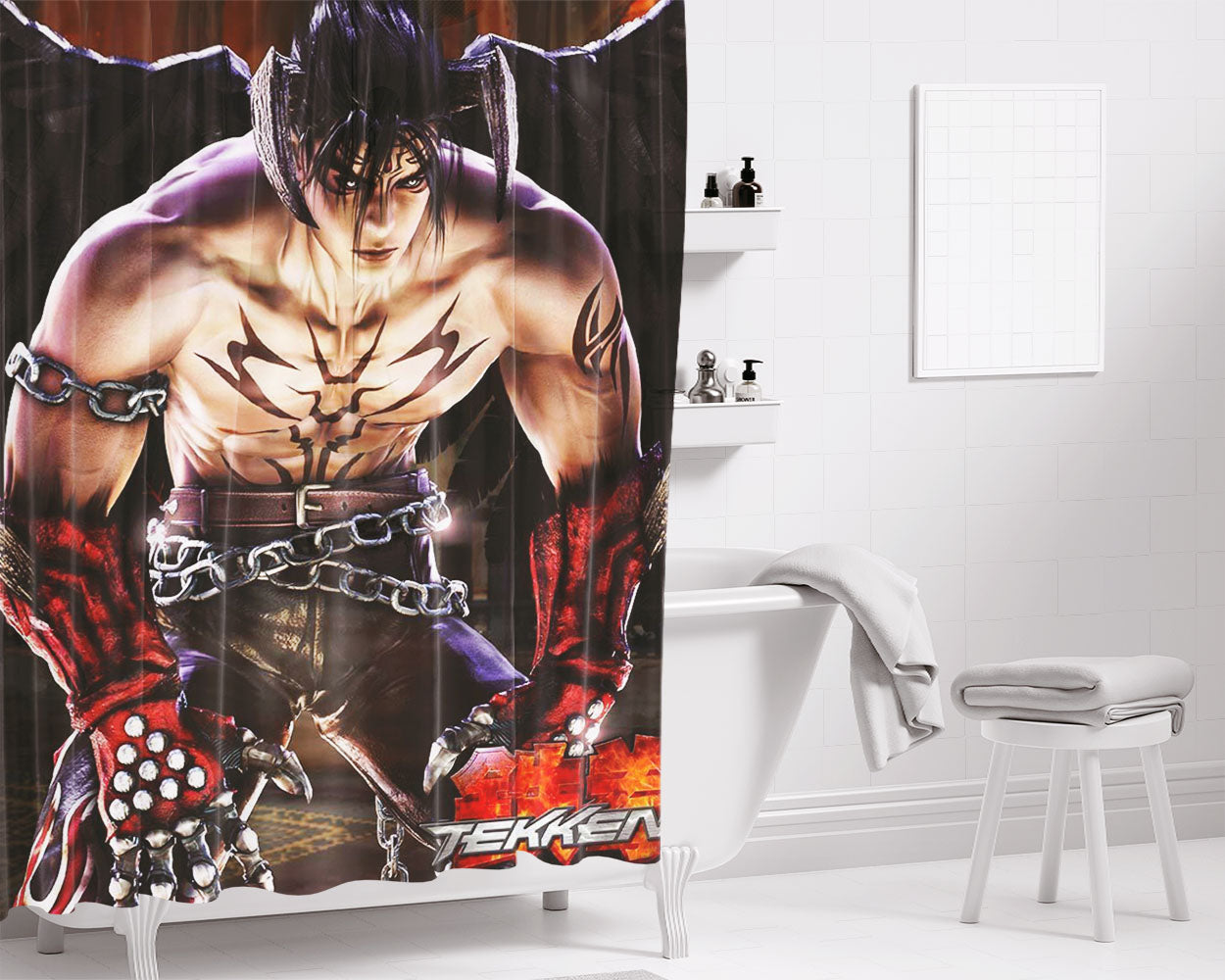 Devil Jin Art Bathroom Shower Curtain Fabric Waterproof | 66 X 72 Inch