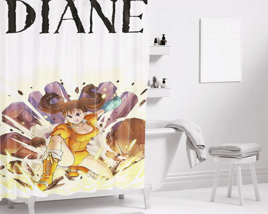 Diamond Bathroom Shower Curtain Fabric Waterproof | 66 X 72 Inch
