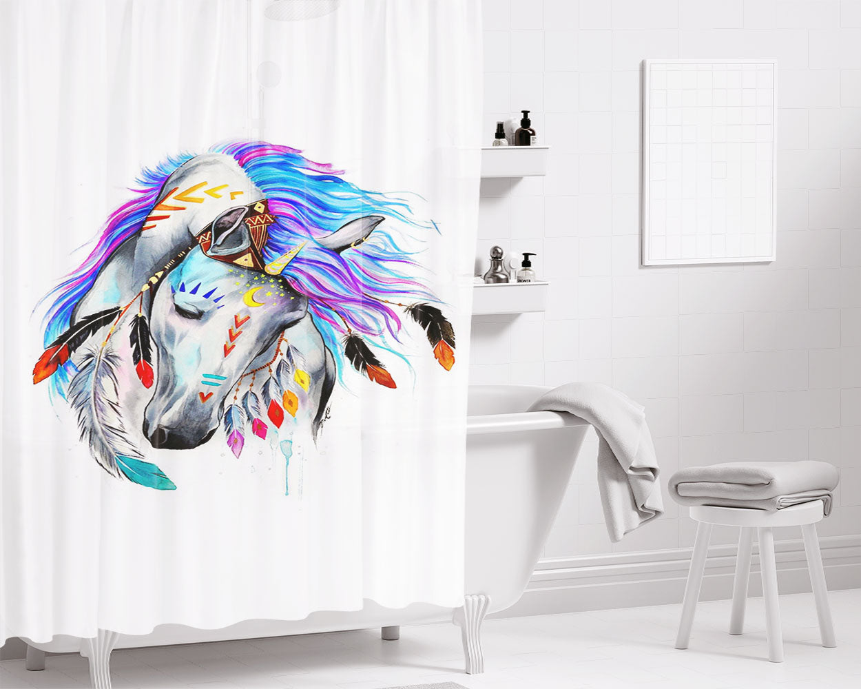 Diane Power Nanatsu Bathroom Shower Curtain Fabric Waterproof | 66 X 72 Inch