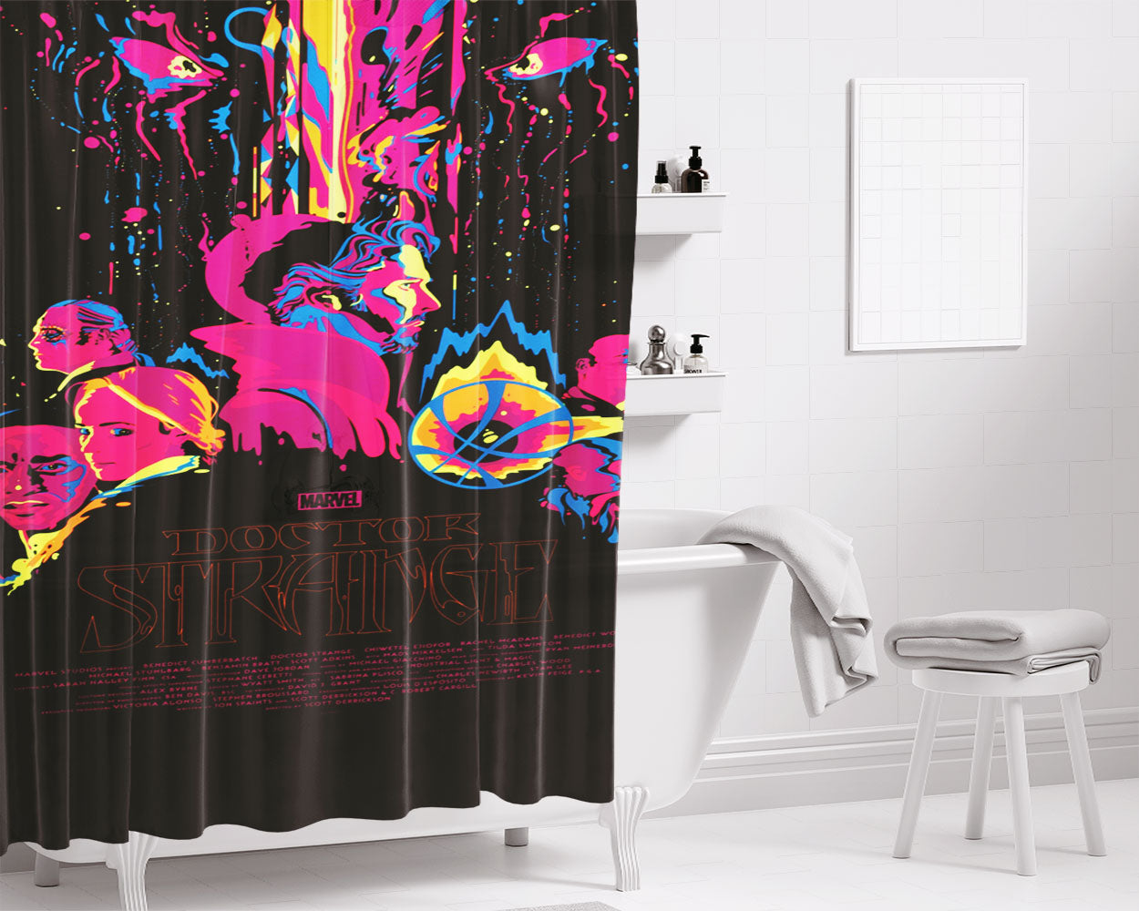 Doctor Stramge Many Hand Vector Bathroom Shower Curtain Fabric Waterproof | 66 X 72 Inch
