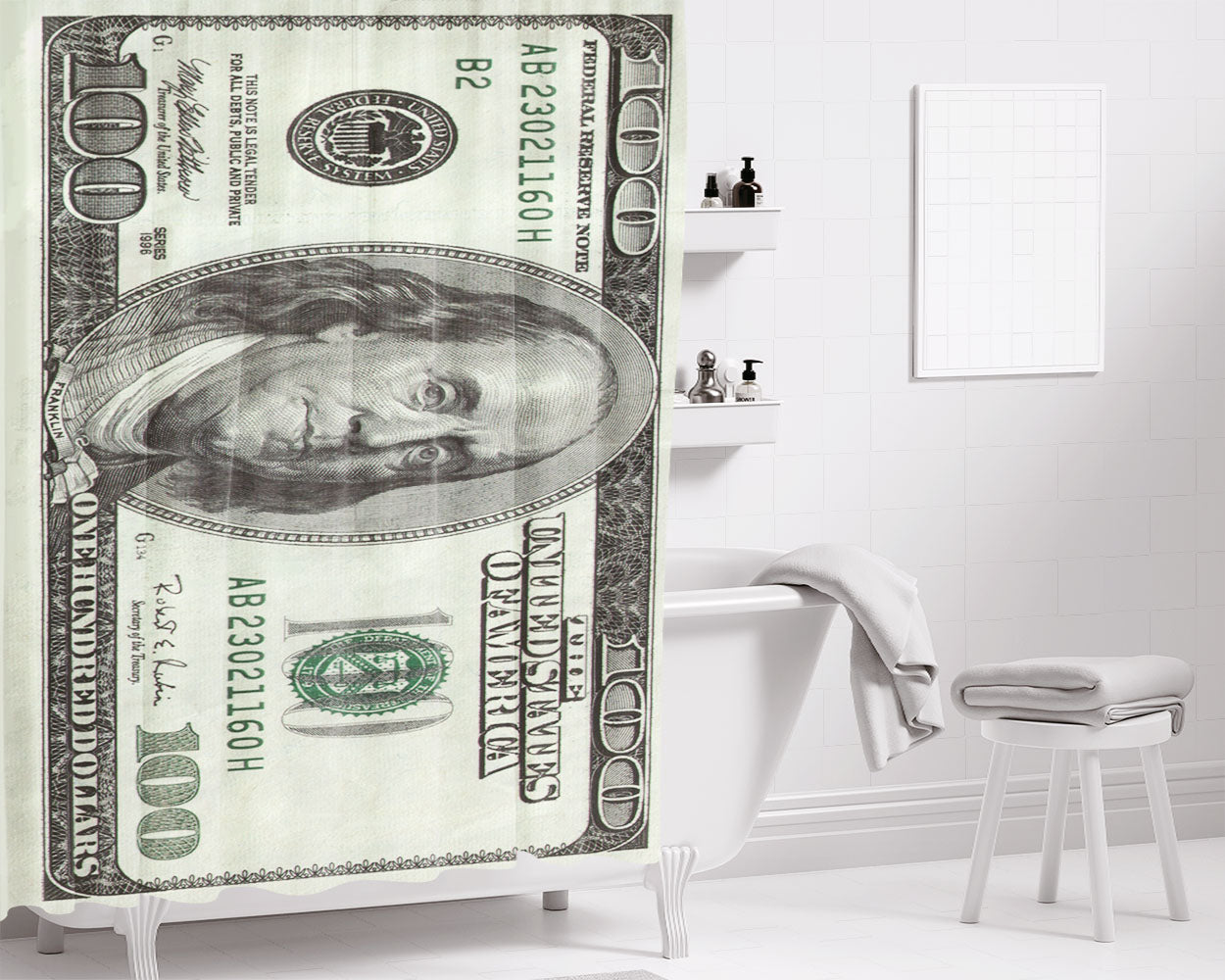 Dollar 100 New Bathroom Shower Curtain Fabric Waterproof | 66 X 72 Inch