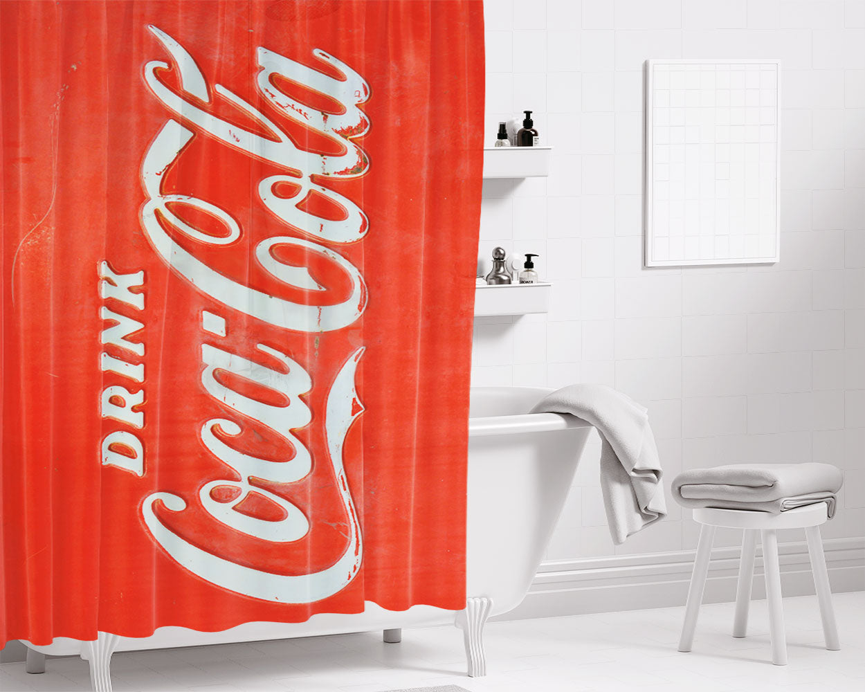 Drink Coca Co Bathroom Shower Curtain Fabric Waterproof | 66 X 72 Inch