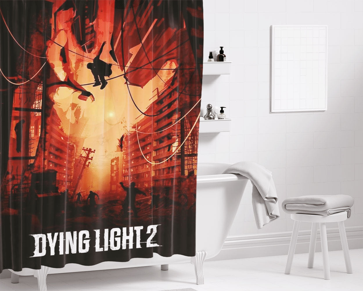 Dying Light 2 Poster Games Fan Art Bathroom Shower Curtain Fabric Waterproof | 66 X 72 Inch