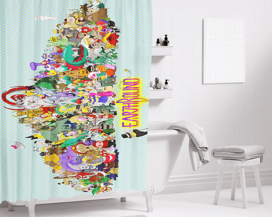 Earthbound All Characters Wallpapers Bathroom Shower Curtain Fabric Waterproof | 66 X 72 Inch
