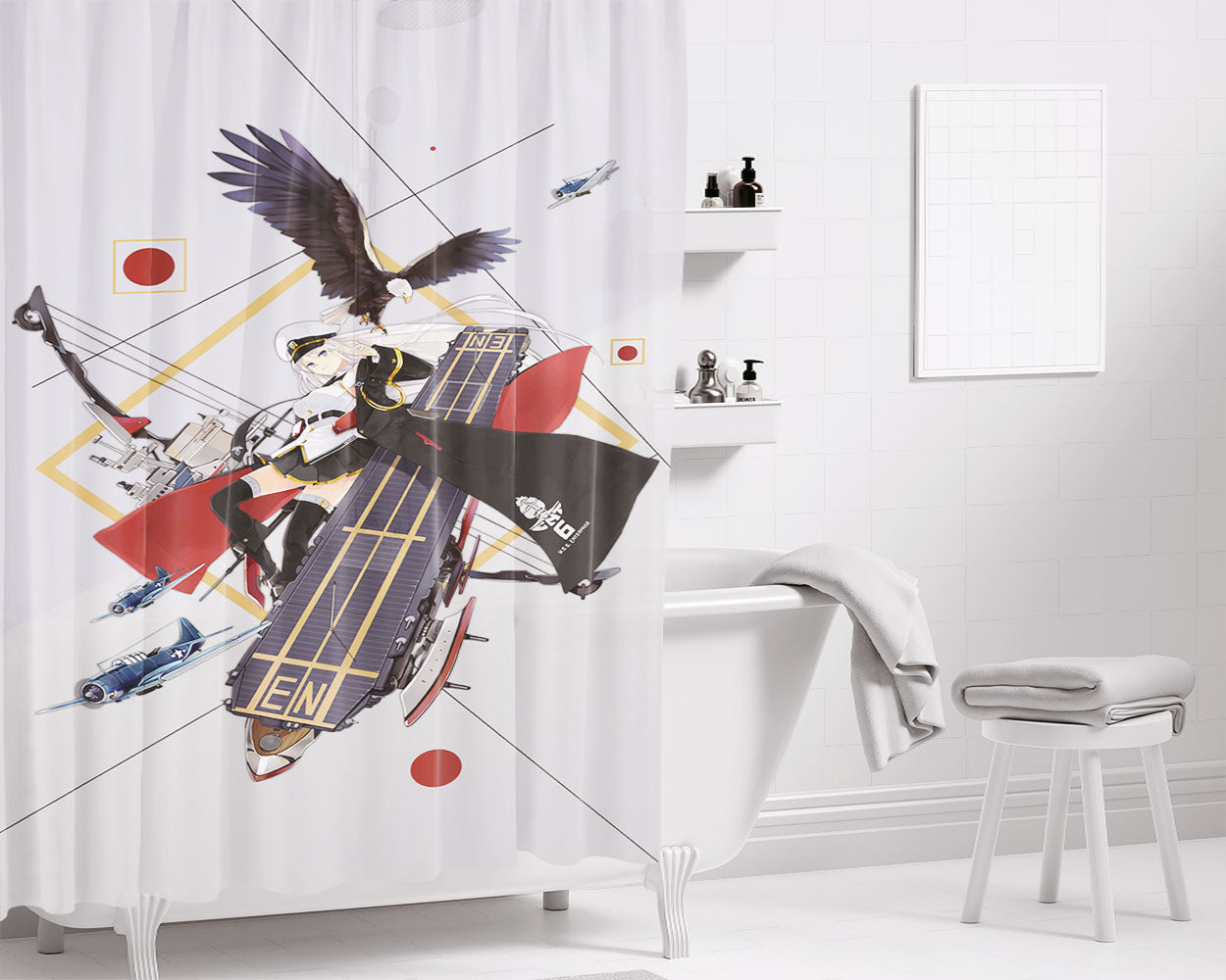 Enterprise Azur Lane Bathroom Shower Curtain Fabric Waterproof | 66 X 72 Inch
