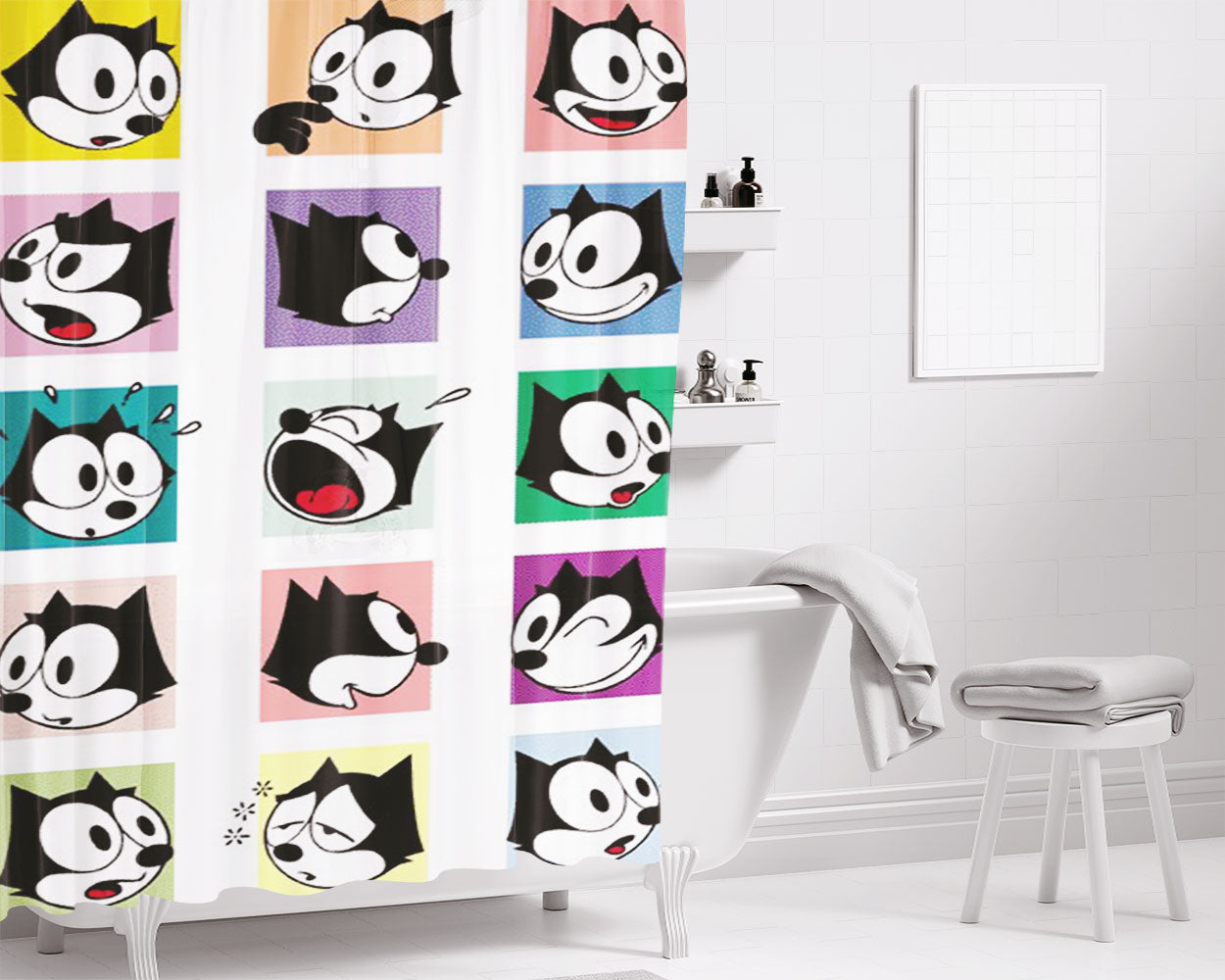 Face Felix Bathroom Shower Curtain Fabric Waterproof | 66 X 72 Inch