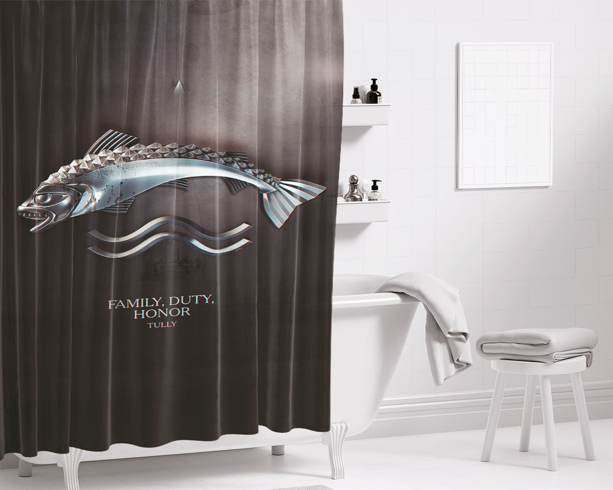 Family Duty Honor Tully Game Of Thr Bathroom Shower Curtain Fabric Waterproof | 66 X 72 Inch