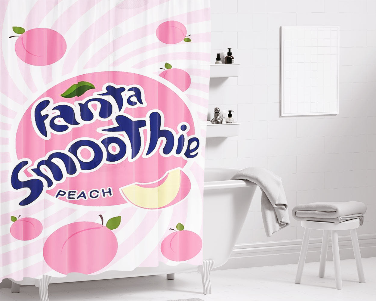 Fanta Smoothie Peach Bathroom Shower Curtain Fabric Waterproof | 66 X 72 Inch