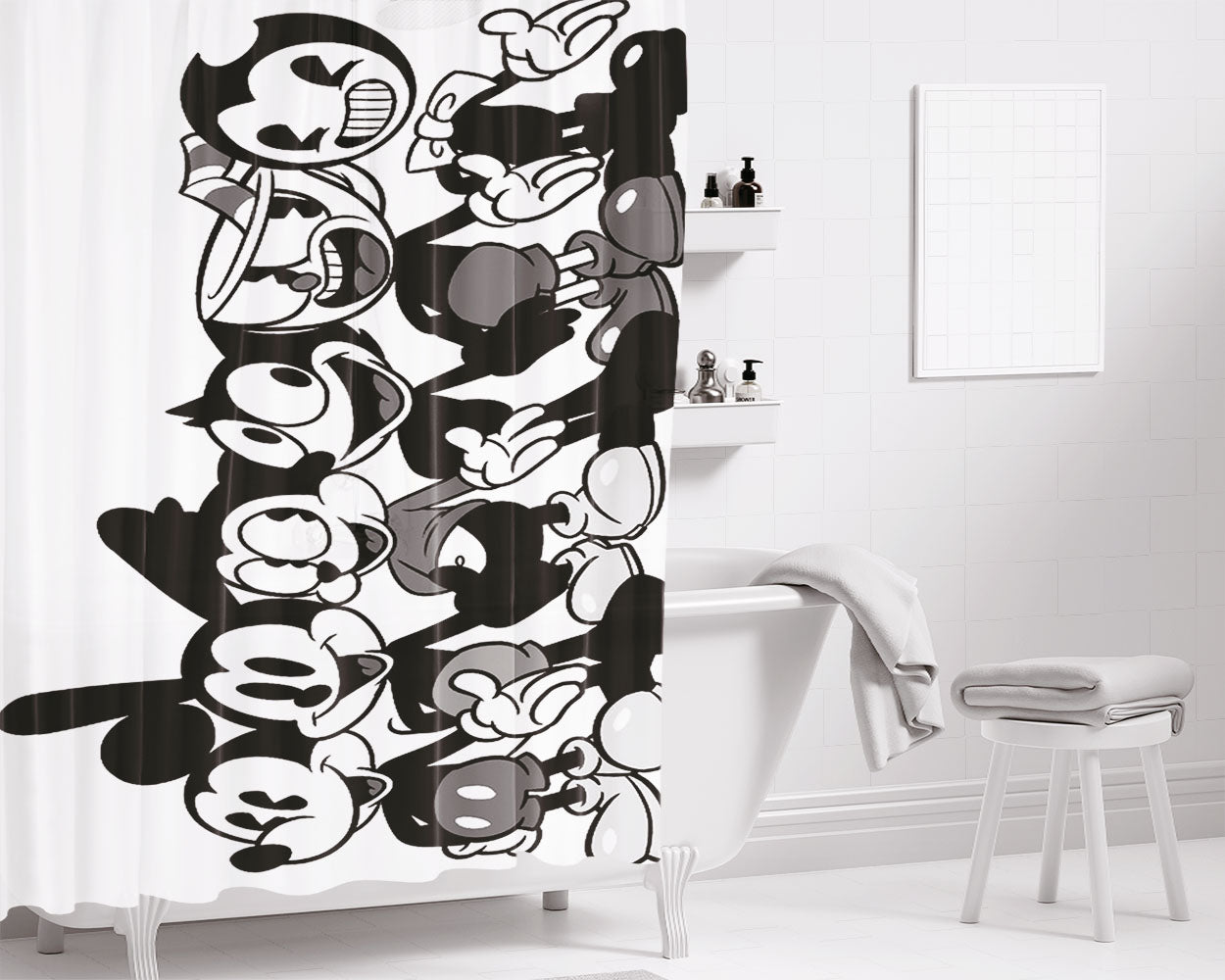 Felix Oswald Mickey Bendy Bathroom Shower Curtain Fabric Waterproof | 66 X 72 Inch