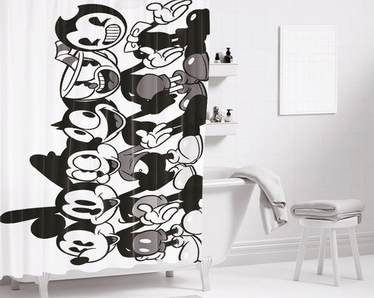 Felix Oswald Mickey Bendy Bathroom Shower Curtain Fabric Waterproof | 66 X 72 Inch