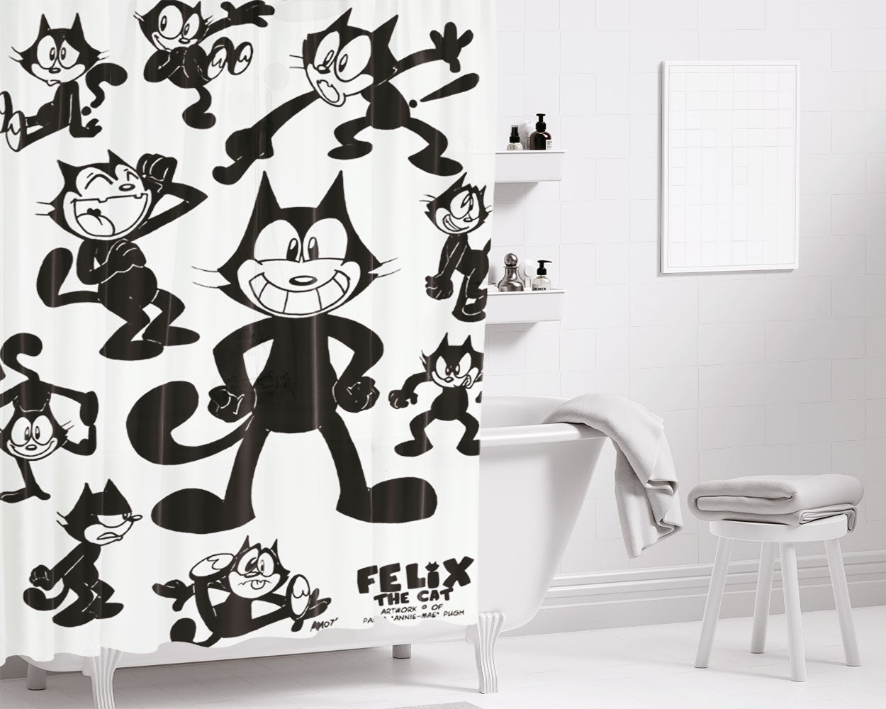 Felix Bathroom Shower Curtain Fabric Waterproof | 66 X 72 Inch