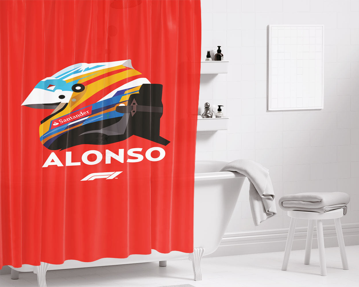 Fernando Alonso Bathroom Shower Curtain Fabric Waterproof | 66 X 72 Inch