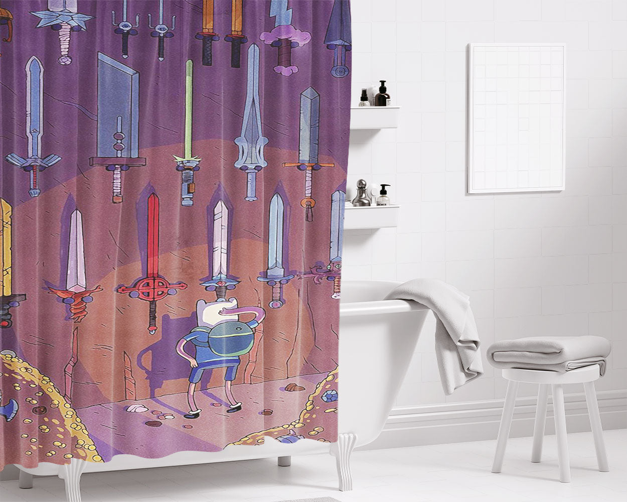 Finn Swords Bathroom Shower Curtain Fabric Waterproof | 66 X 72 Inch