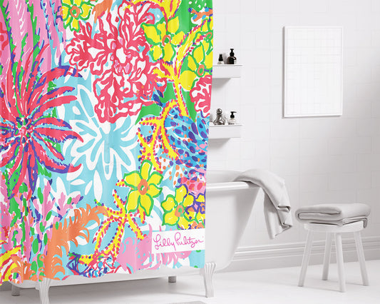 Fishing For Compliments Lilly Puli Bathroom Shower Curtain Fabric Waterproof | 66 X 72 Inch