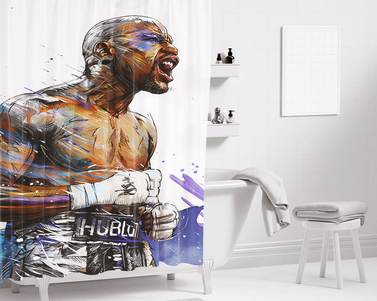 Floyd Mayweather Fanart Bathroom Shower Curtain Fabric Waterproof | 66 X 72 Inch