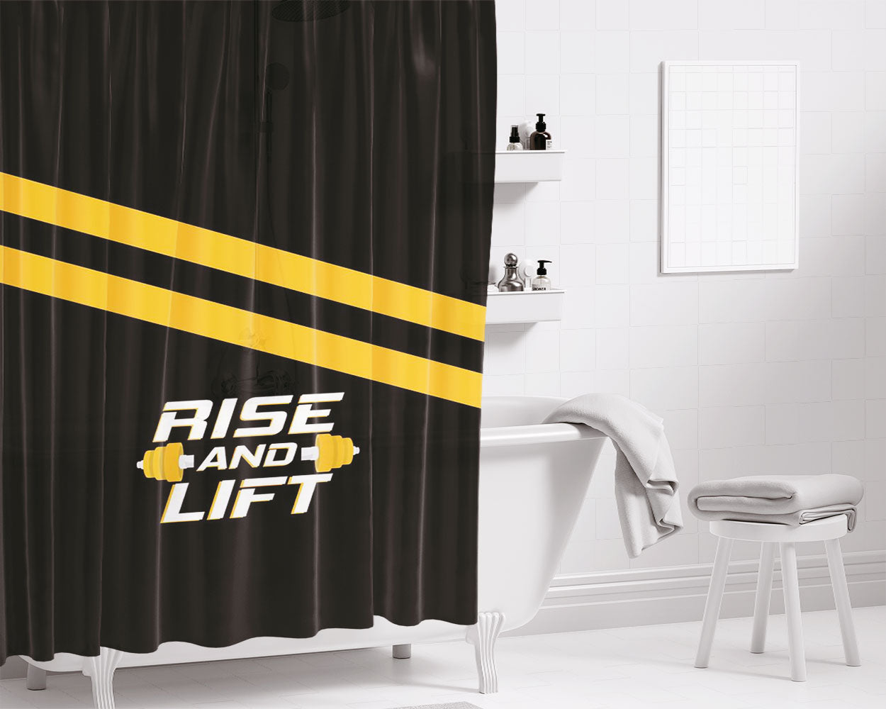 For Ocd Gym Rise And Lift Bathroom Shower Curtain Fabric Waterproof | 66 X 72 Inch