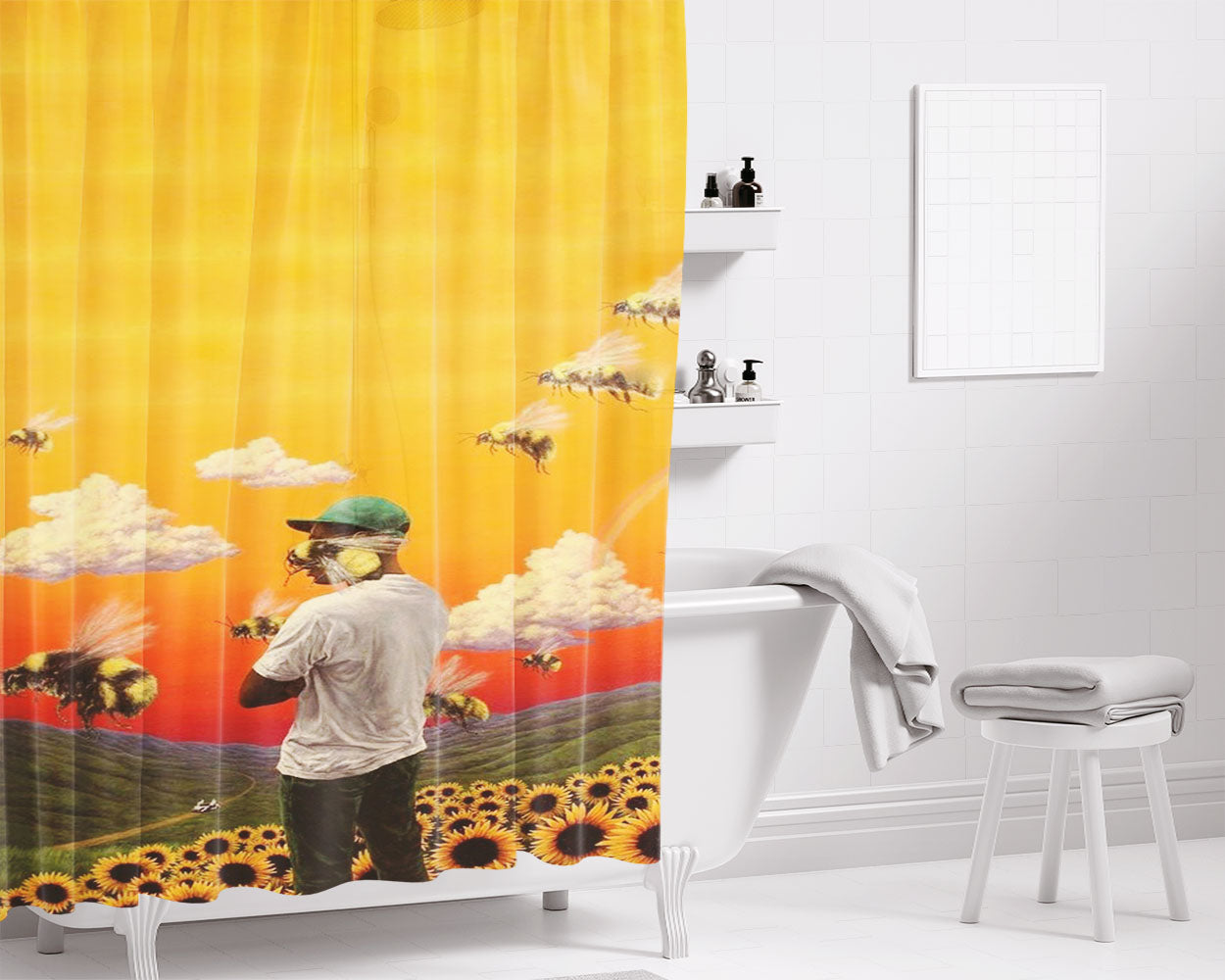 Frank Ocean At The Sunflowers Bathroom Shower Curtain Fabric Waterproof | 66 X 72 Inch