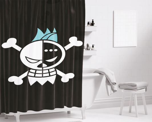 Franky Black Flag Bathroom Shower Curtain Fabric Waterproof | 66 X 72 Inch