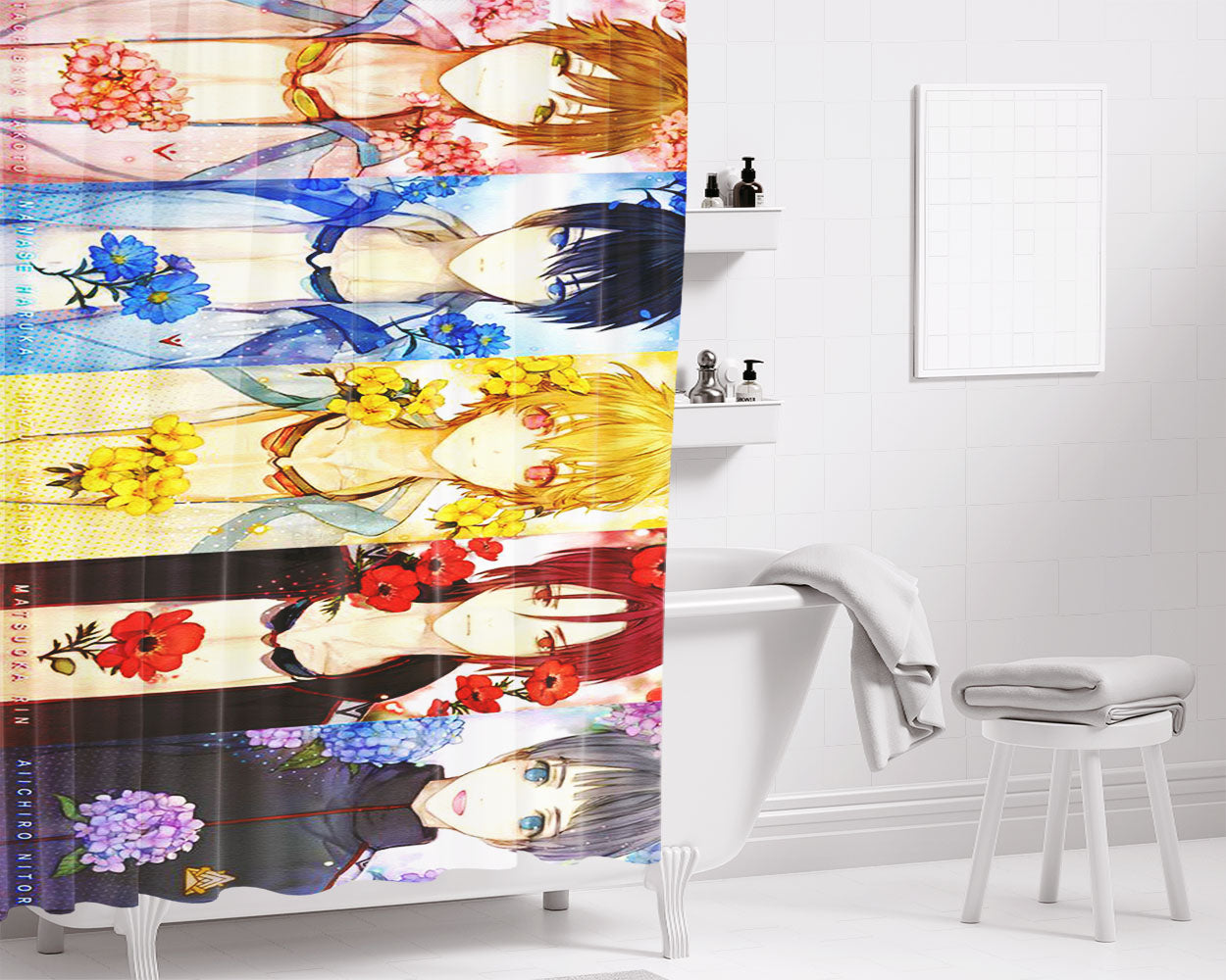 Free Iwatobi Swim Club Bathroom Shower Curtain Fabric Waterproof | 66 X 72 Inch