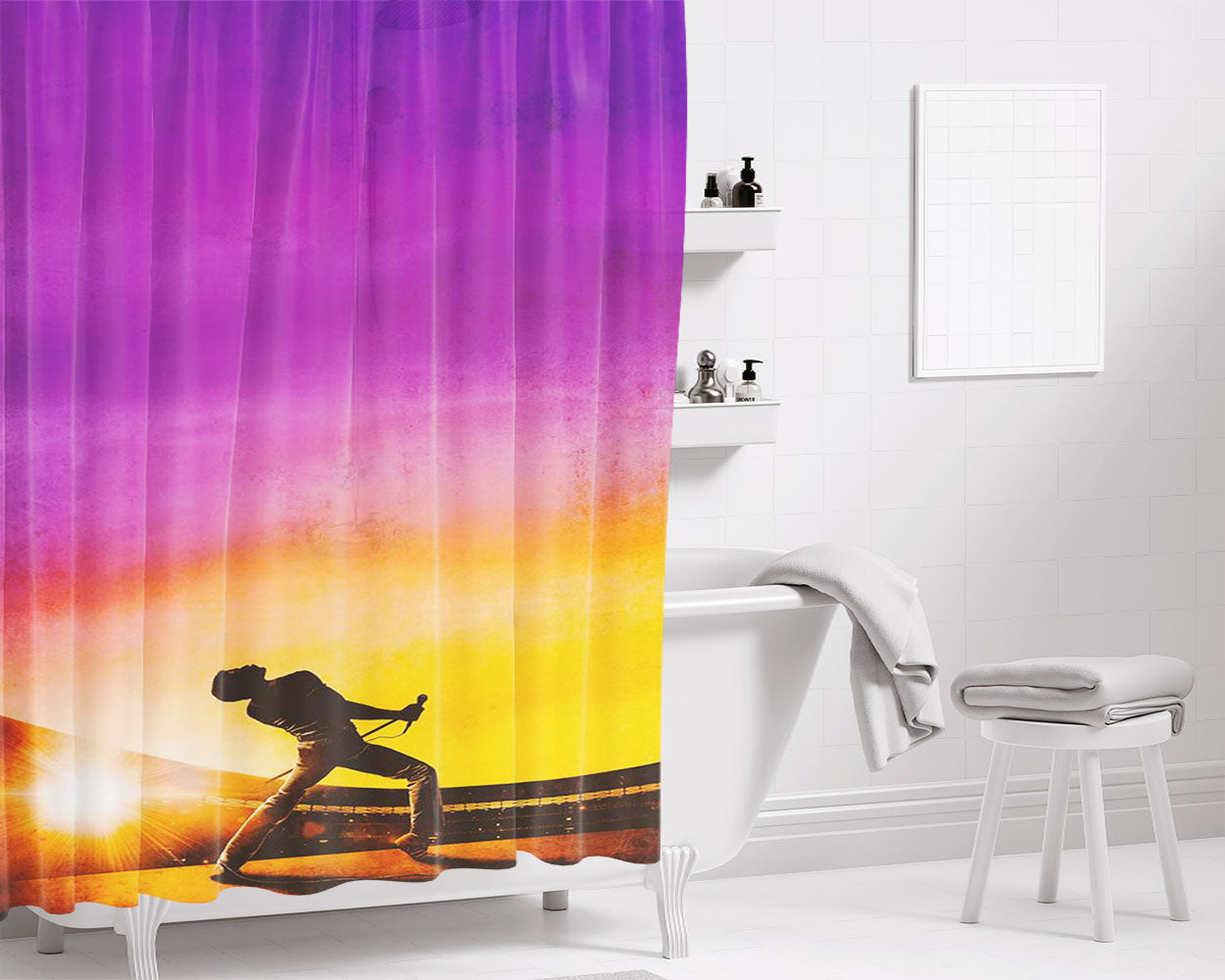 Freedie Mercury Live In Aid Cool View Bathroom Shower Curtain Fabric Waterproof | 66 X 72 Inch