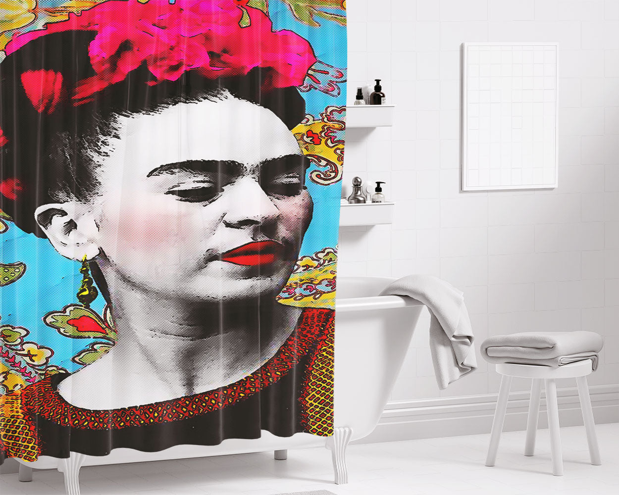 Frida Kalo Art Bathroom Shower Curtain Fabric Waterproof | 66 X 72 Inch