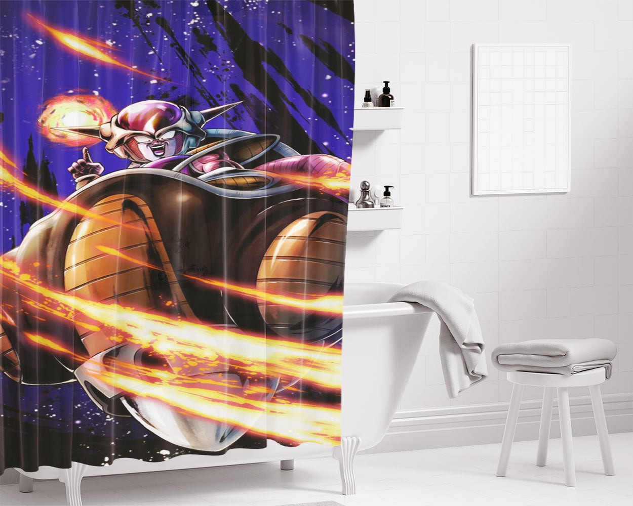 Frieza Art On Galaxy Bathroom Shower Curtain Fabric Waterproof | 66 X 72 Inch