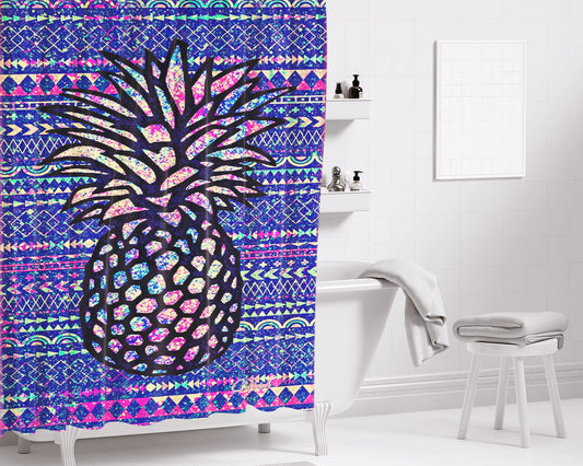 Fruity Pineapple Galaxy August Bathroom Shower Curtain Fabric Waterproof | 66 X 72 Inch